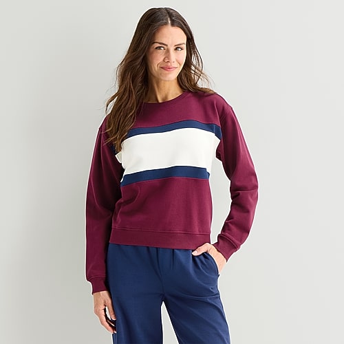 St. John's Bay Womens Crew Neck Long Sleeve Sweatshirt In Red