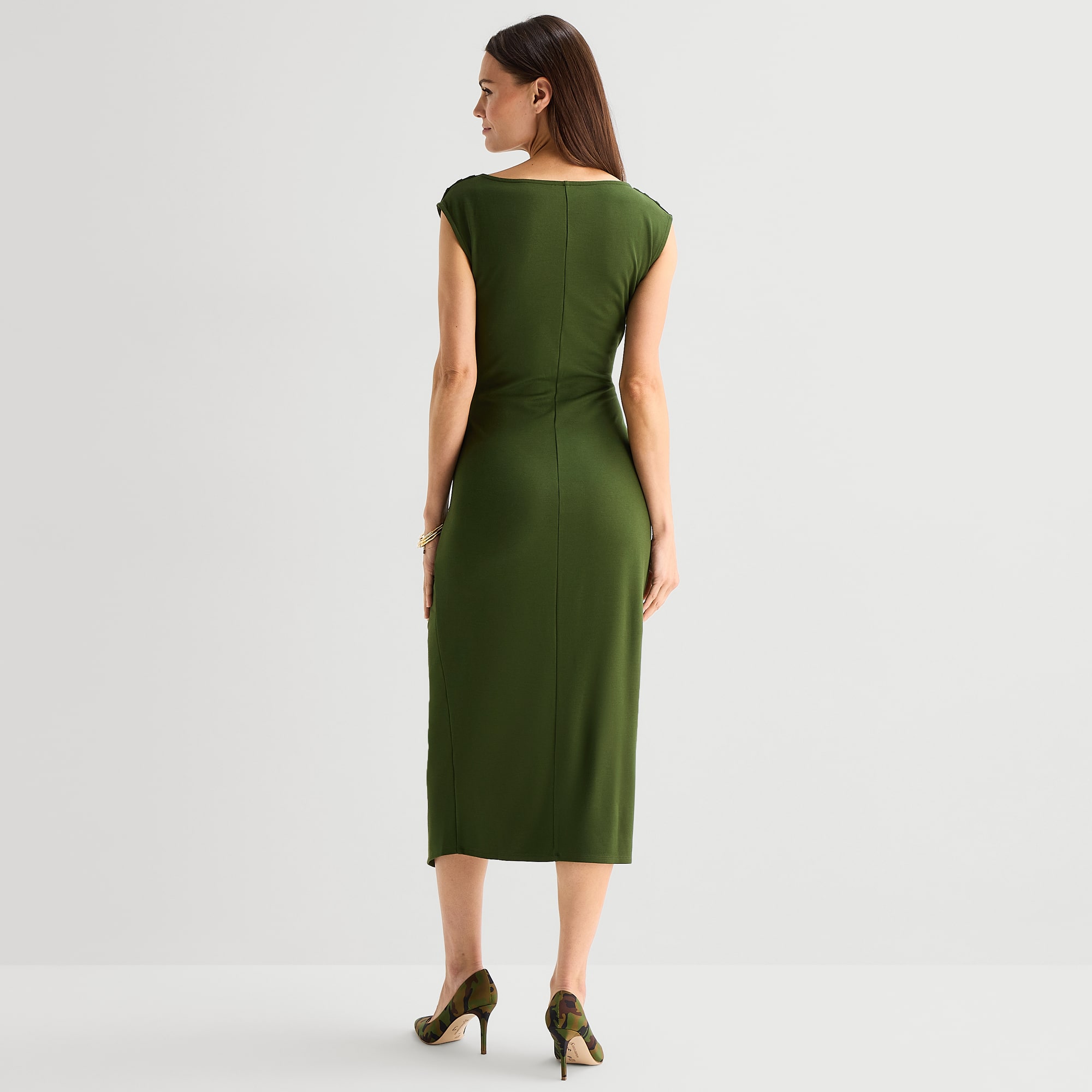 MSK Womens Midi Round Neck Sleeveless Cap Fit + Flare Dress