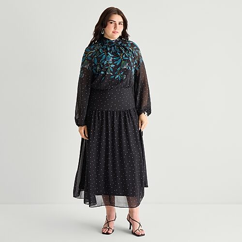 Melonie T Womens Plus Mock Neck Long Sleeve Raglan Maxi Dress In Black