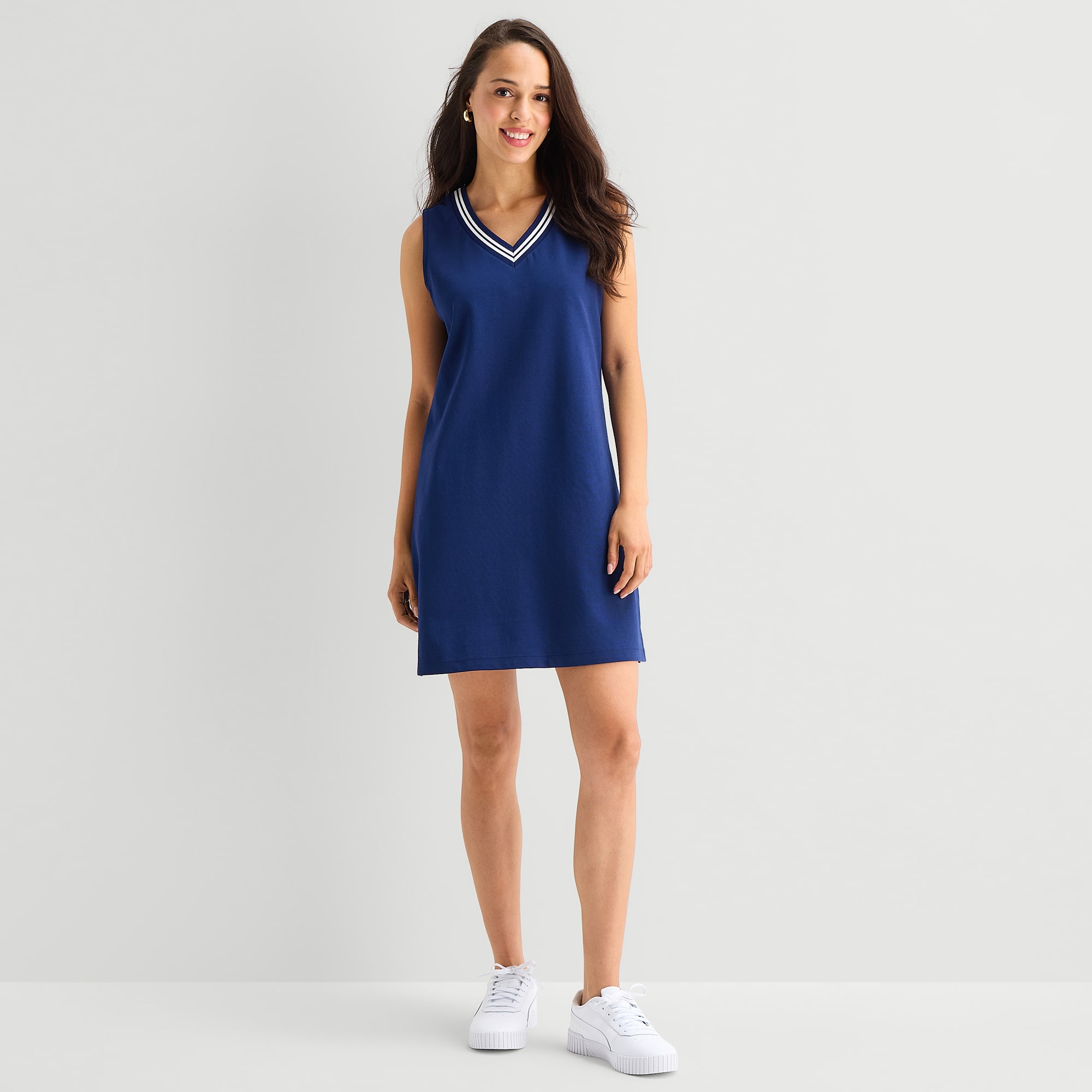 St. John's Bay Womens Midi V Neck Sleeveless Tennis Dress
