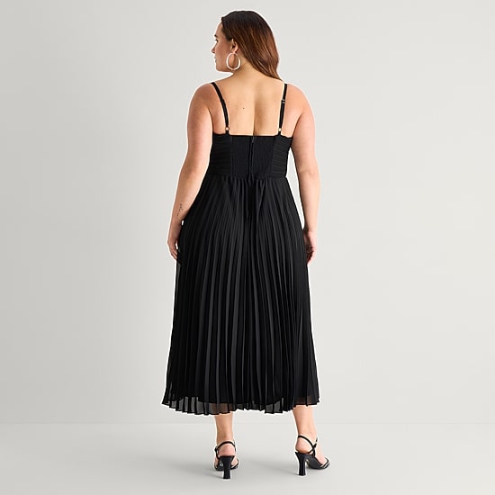 Premier Amour Womens Plus Midi Sweetheart Neck Sleeveless Maxi Dress