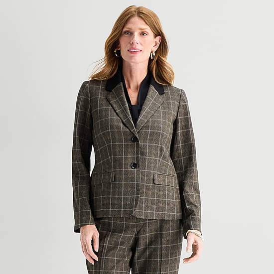 Black Label by Evan-Picone Womens Classic Fit Suit Jacket
