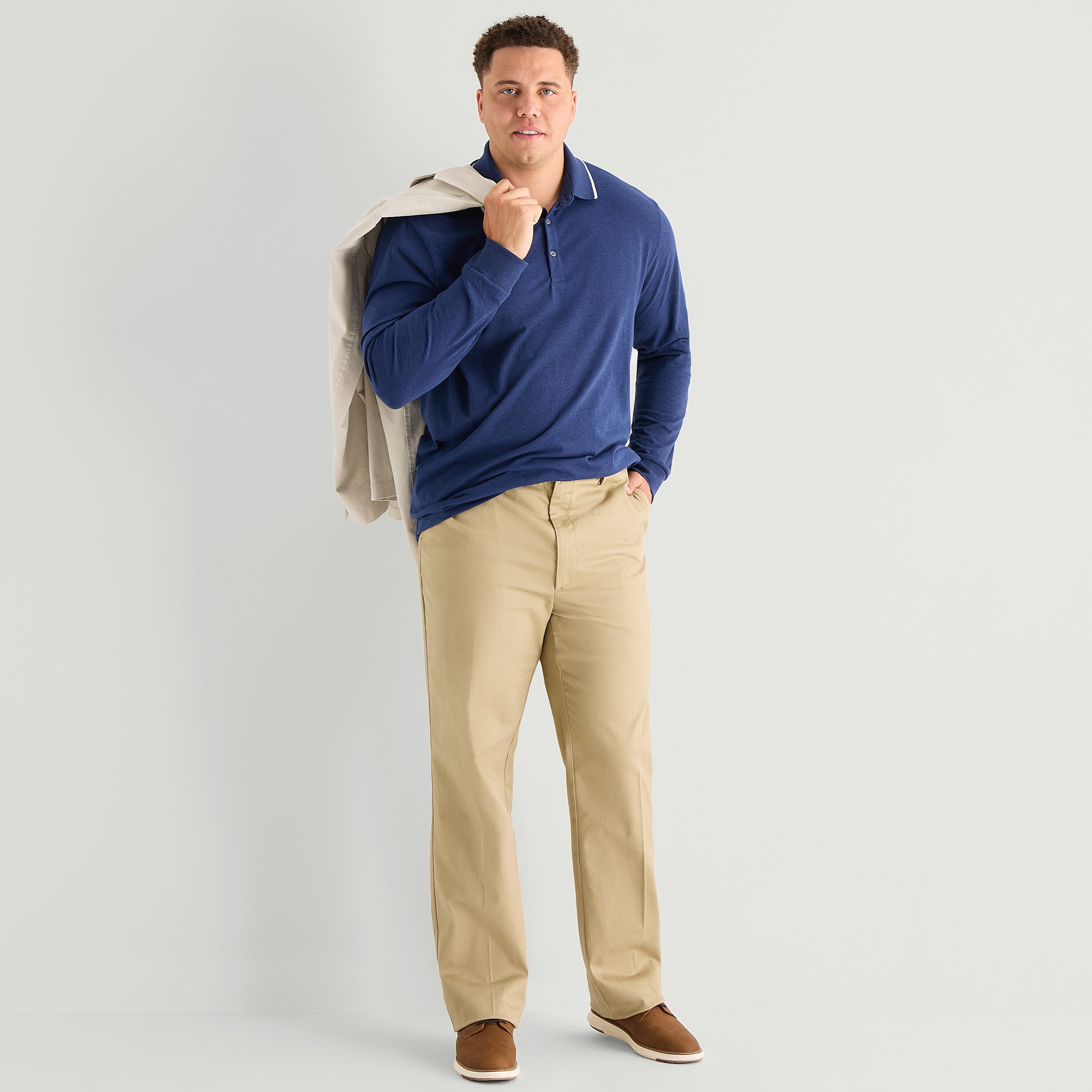 St. John's Bay Super Soft Jersey Big and Tall Mens Classic Fit Long Sleeve Polo Shirt