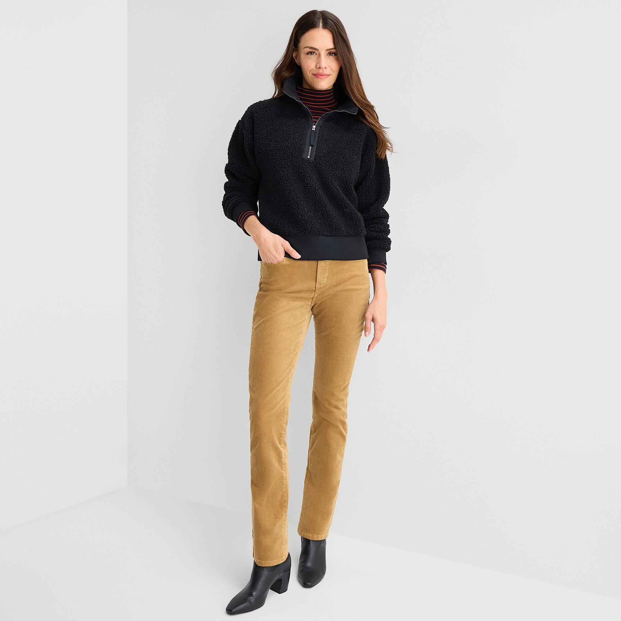 St. John's Bay Womens Long Sleeve Quarter-Zip Pullover