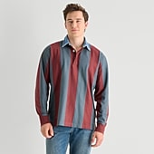 Arizona Mens Long Sleeve Regular Fit Button Down Collar Striped Rugby Shirt