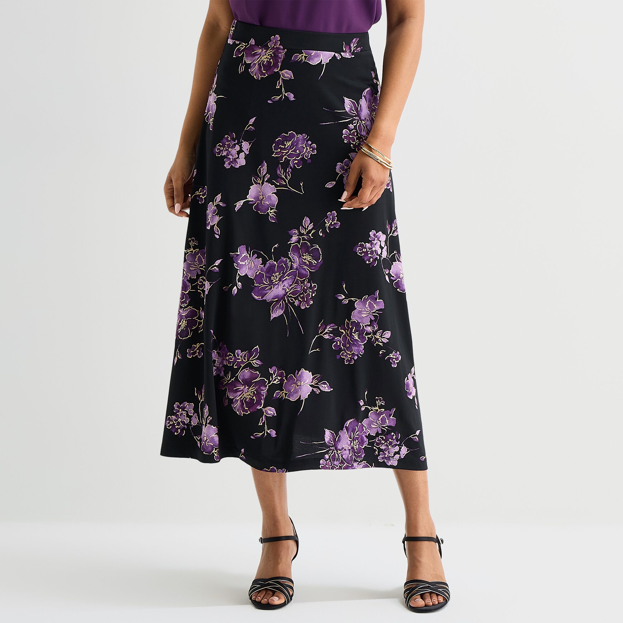 Black Label by Evan-Picone Womens Long A-Line Skirt