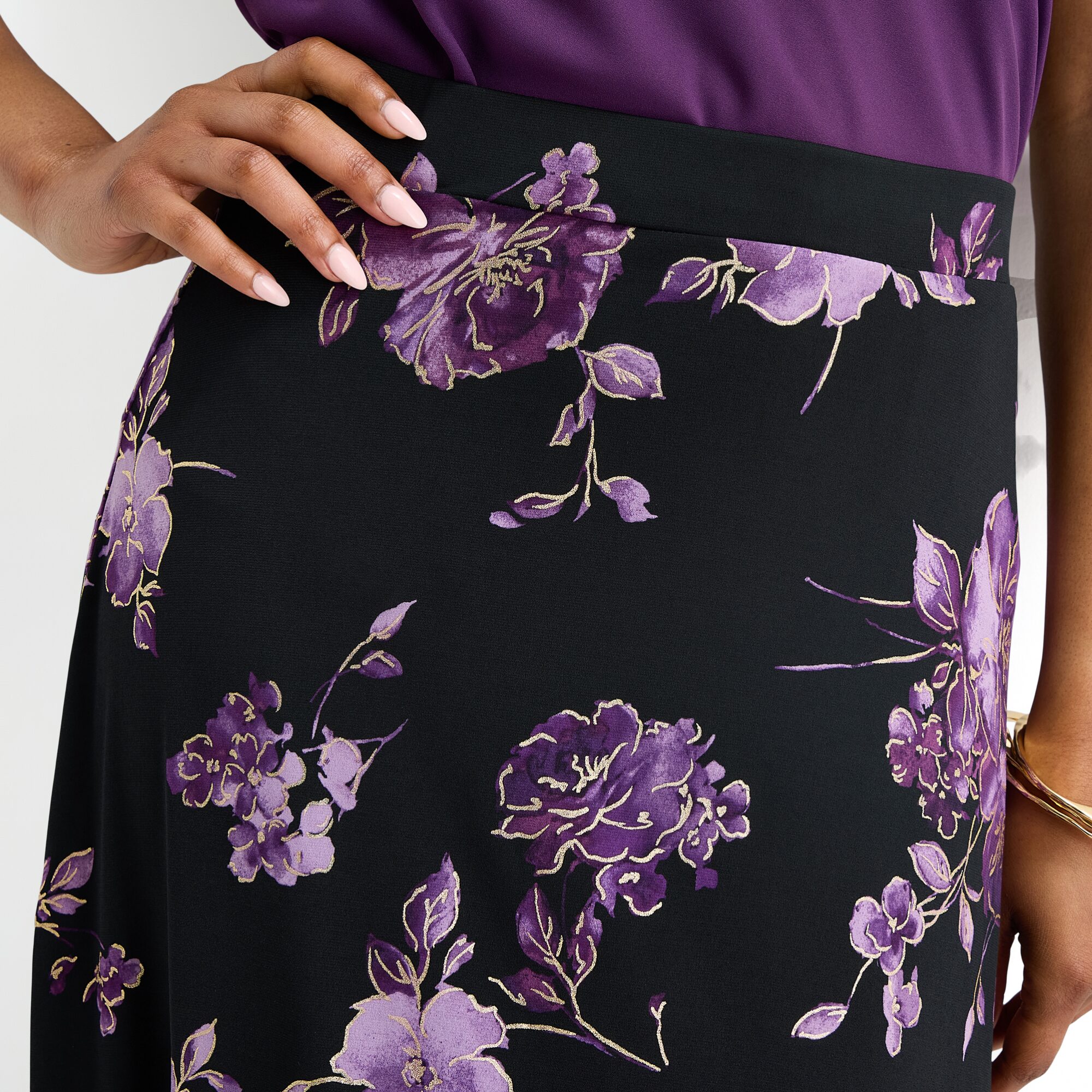 Black Label by Evan-Picone Womens Long A-Line Skirt