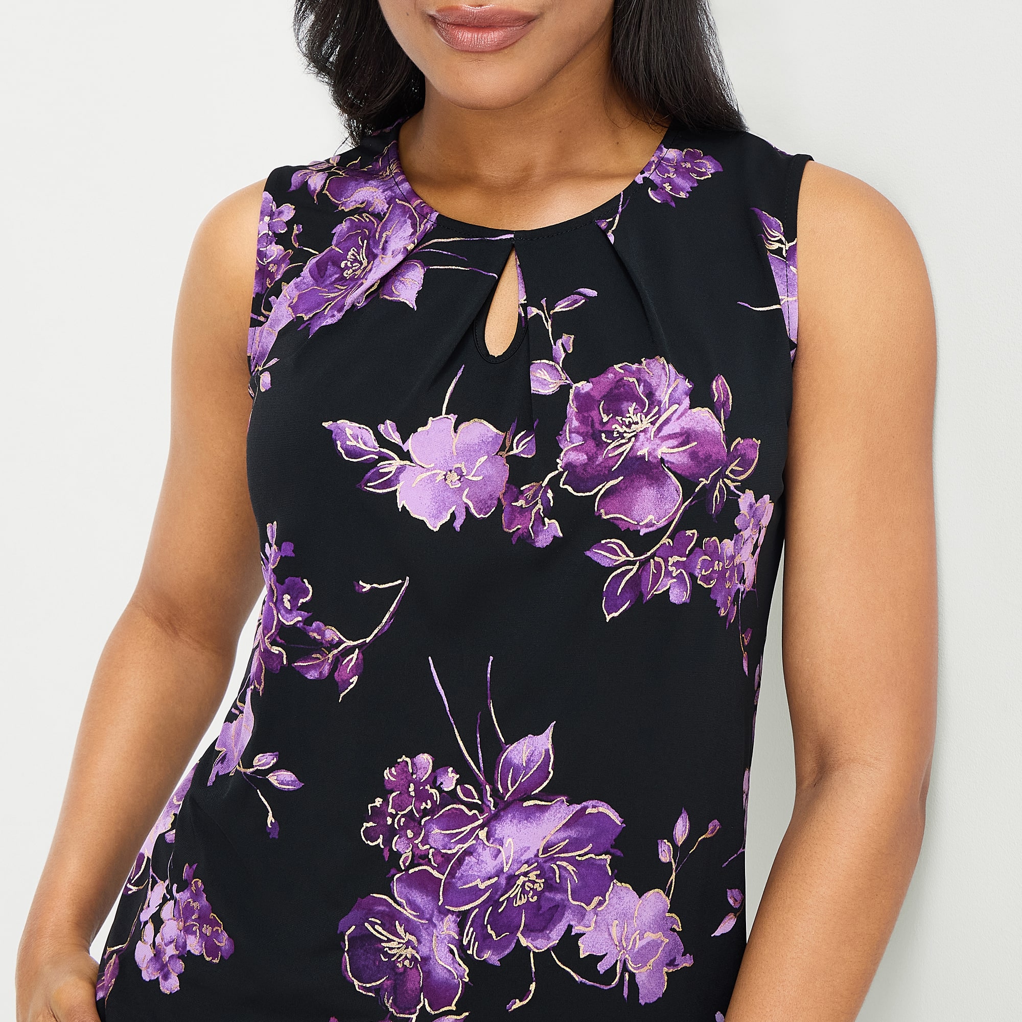 Black Label by Evan-Picone Womens Keyhole Neck Sleeveless Blouse