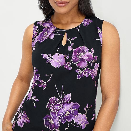 Black Label by Evan-Picone Womens Keyhole Neck Sleeveless Blouse