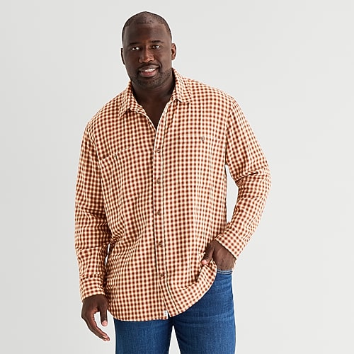 Mutual Weave Mens Long Sleeve Regular Fit Big And Tall Flannel Shirt In Red