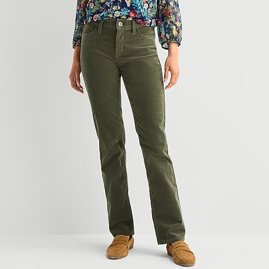 St. John's Bay Womens Mid Rise Straight Corduroy Pant