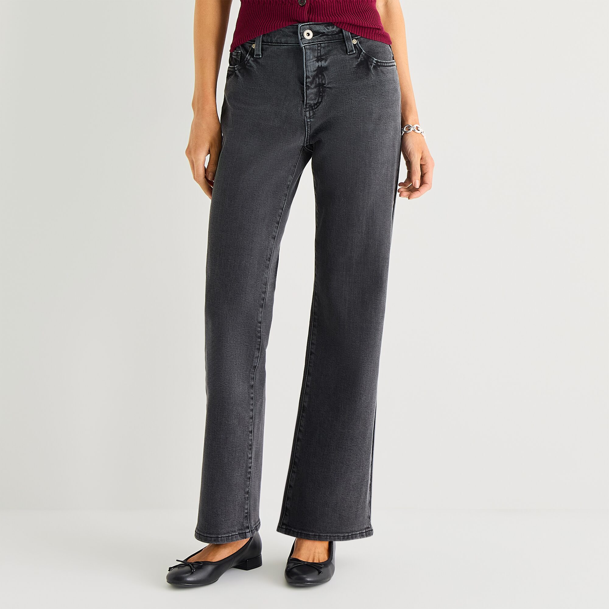 St. John's Bay Womens Mid Rise Straight Leg Jean