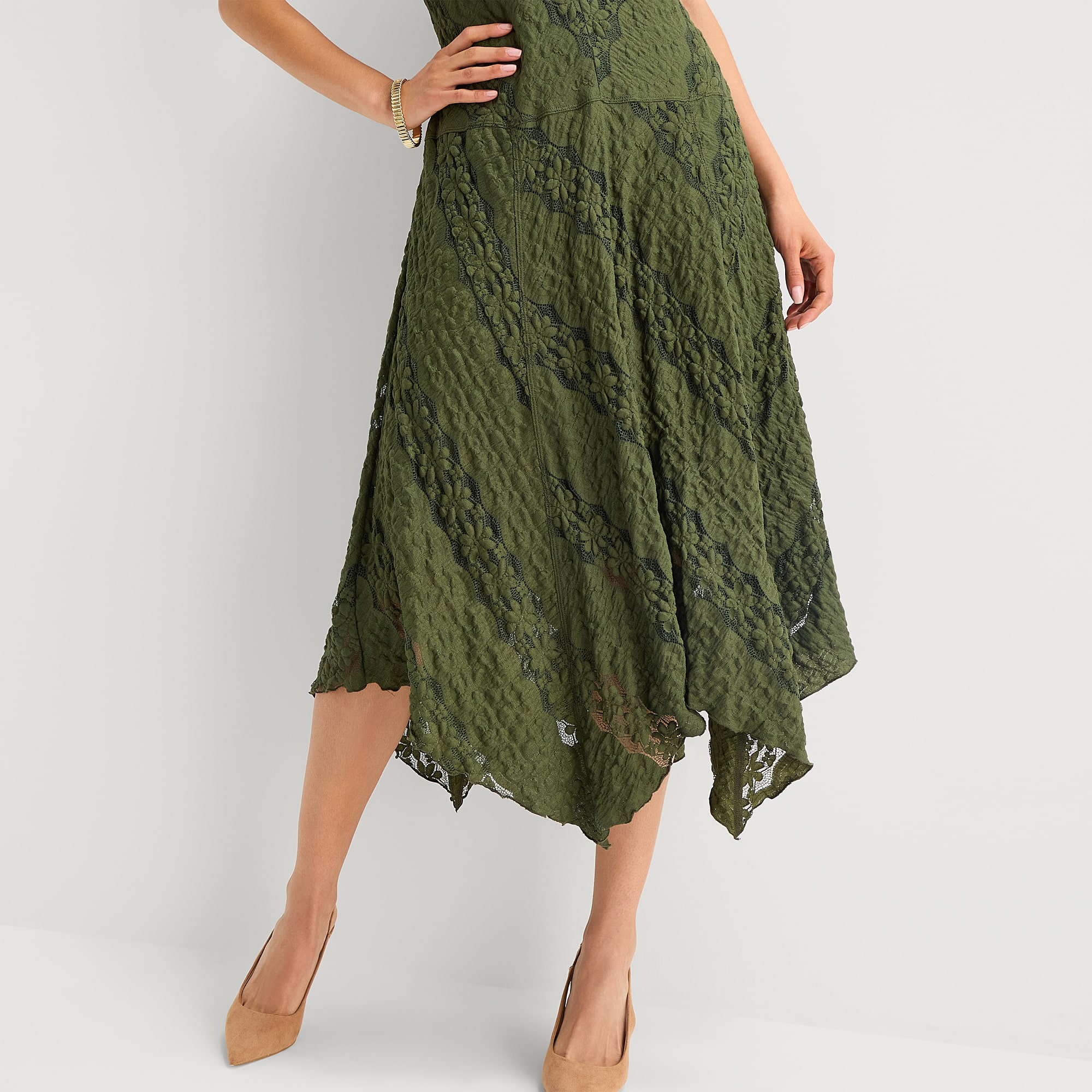 Rabbit Design Womens Midi V Neck Sleeveless Fit + Flare Dress