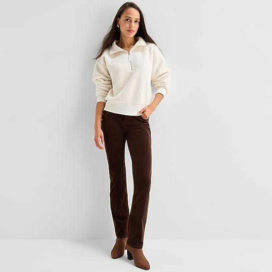 St. John's Bay Womens Long Sleeve Quarter-Zip Pullover