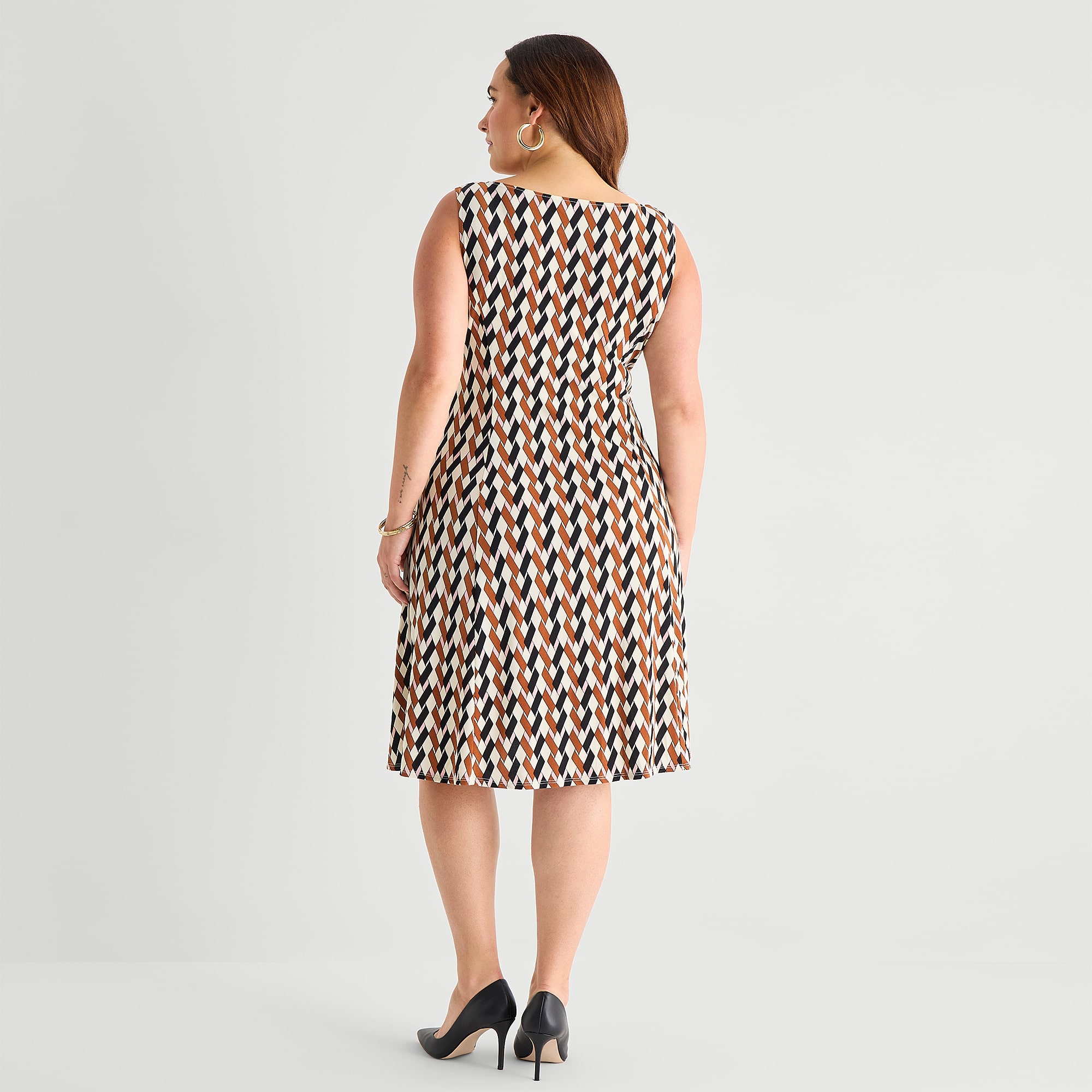Danny & Nicole Womens Plus Midi Geometric Jacket Dress