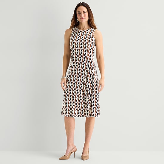 Danny & Nicole Womens Midi Geometric Jacket Dress