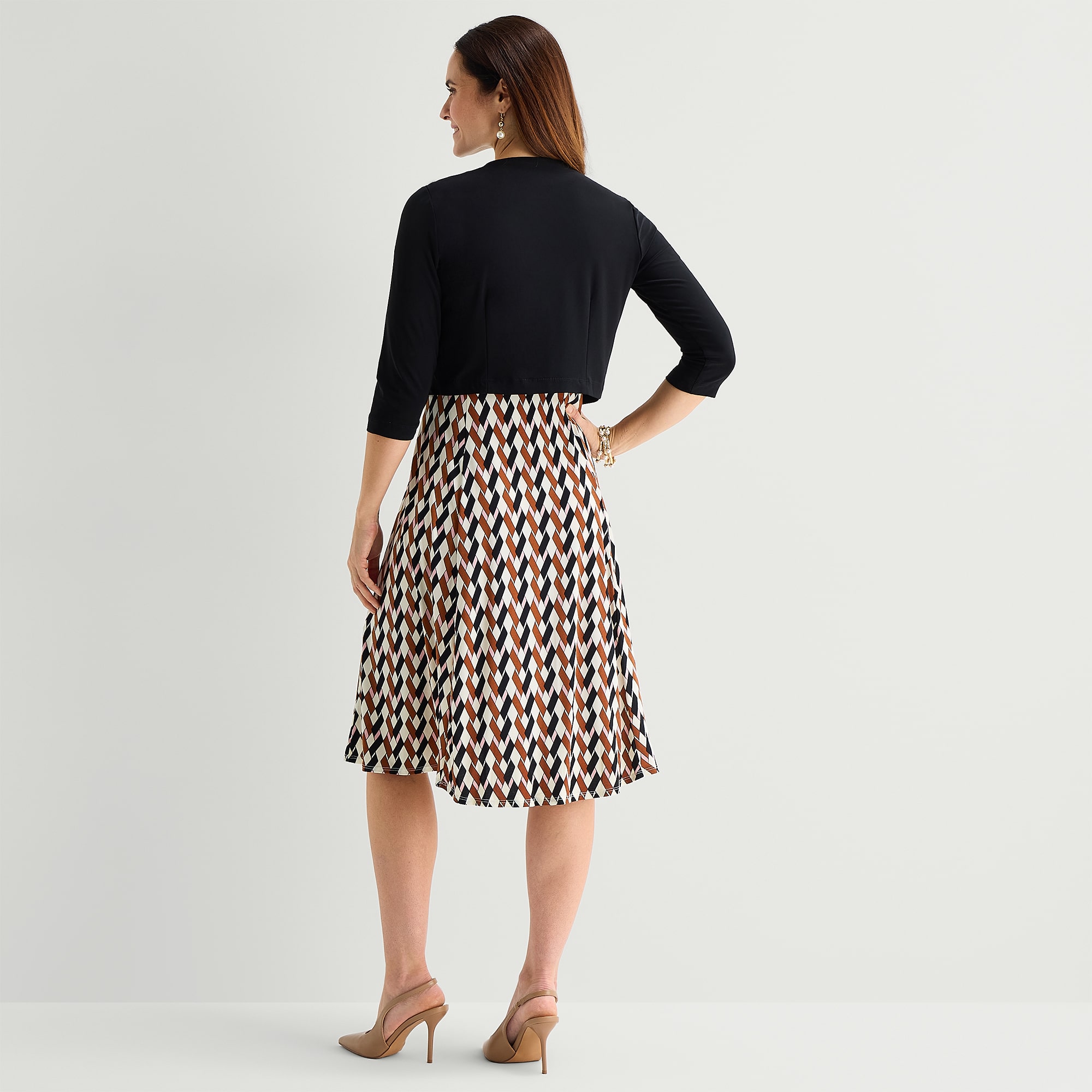 Danny & Nicole Womens Midi Geometric Jacket Dress