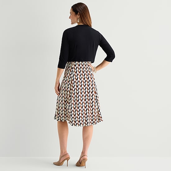 Danny & Nicole Womens Midi Geometric Jacket Dress