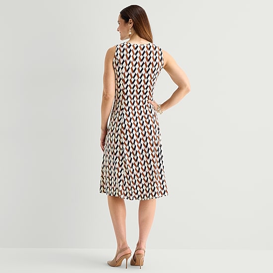 Danny & Nicole Womens Midi Geometric Jacket Dress