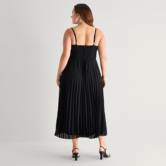 Premier Amour Womens Plus Midi Sweetheart Neck Sleeveless Maxi Dress