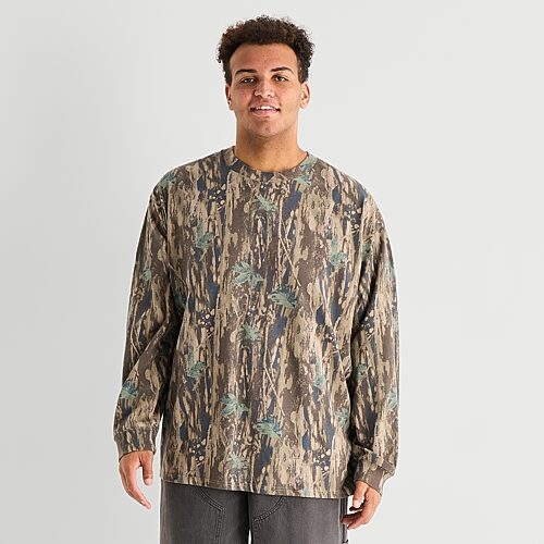 Arizona Mens Crew Neck Long Sleeve Big And Tall T-shirt In Green