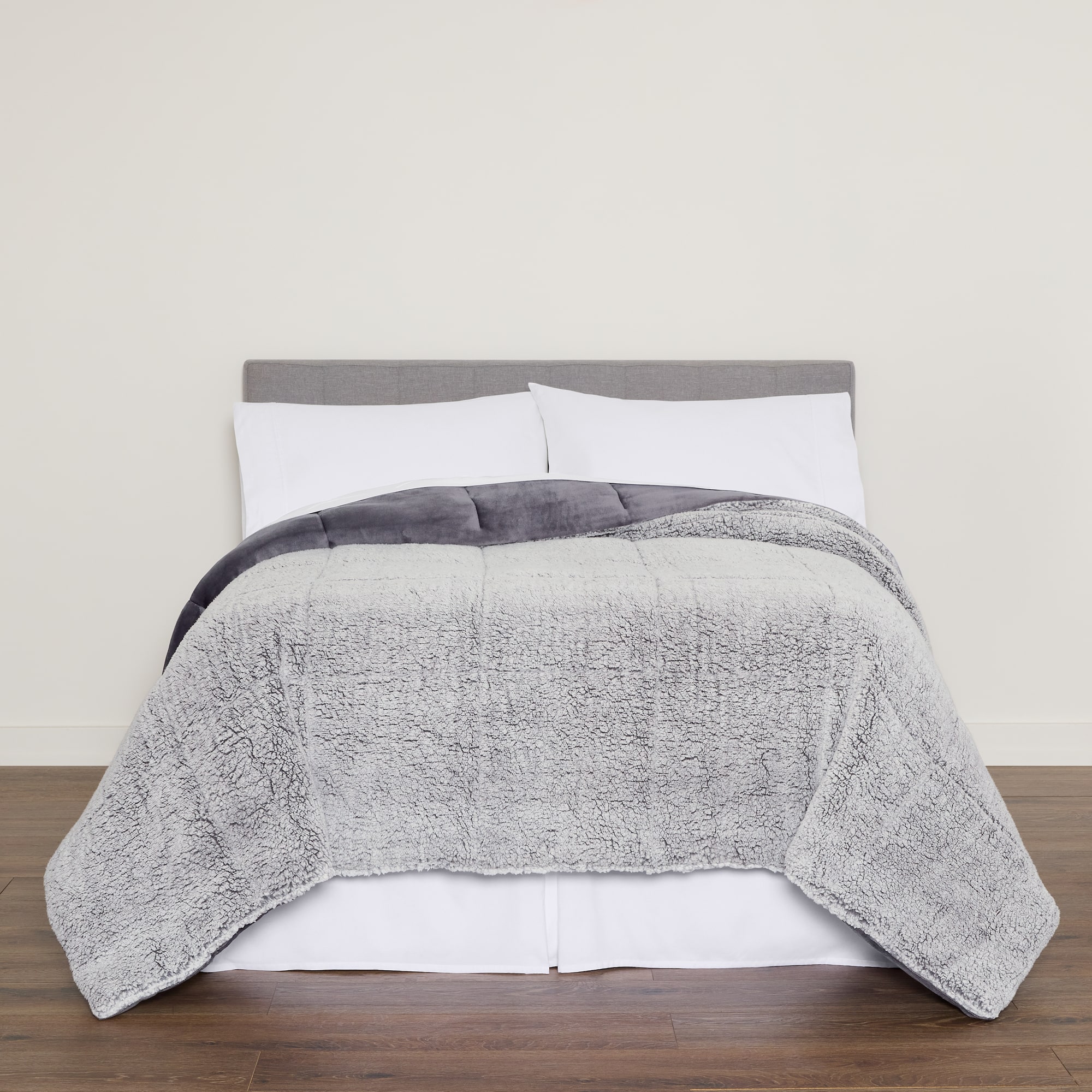 North Pole Trading Co. Solid Faux Mink To Sherpa Reversible Comforter