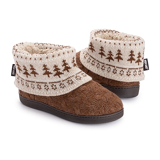 Muk Luks Womens Memory Foam Slip Resistant Bootie Slippers
