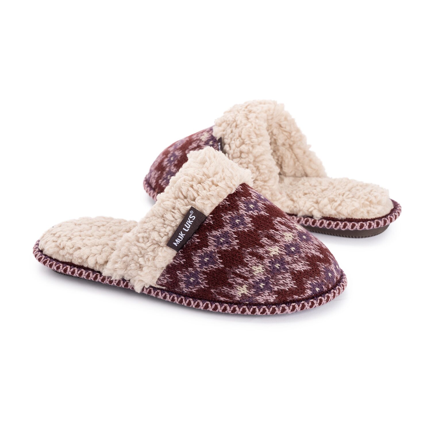 Muk Luks Ml F 26 Ds Slippers Womens Memory Foam Slip Resistant Slip-On