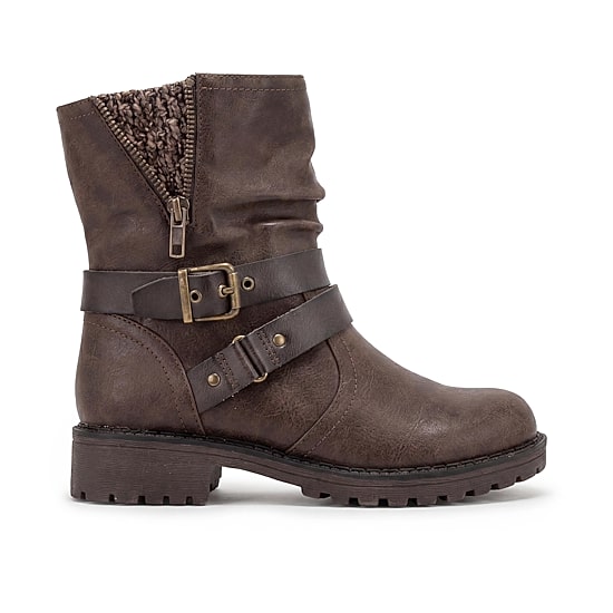 Pop Womens Liotta Flat Heel Motorcycle Boots