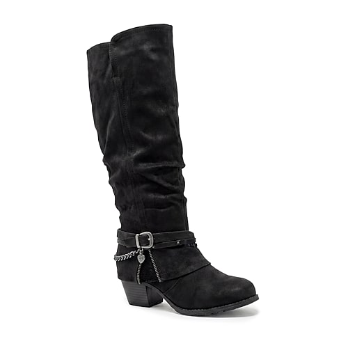 Pop Womens Devante Block Heel Slouch Boots In Black