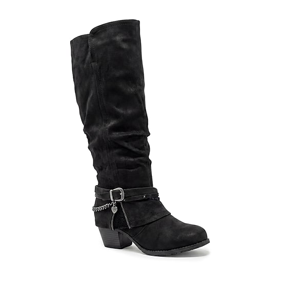 Pop Womens Devante Block Heel Slouch Boots