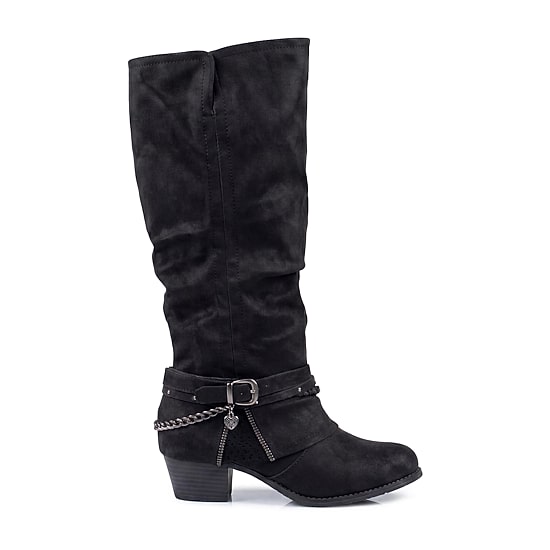 Pop Womens Devante Block Heel Slouch Boots