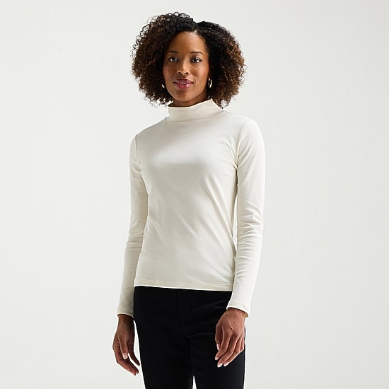 St. John's Bay Womens Tall Mock Neck Long Sleeve T-Shirt