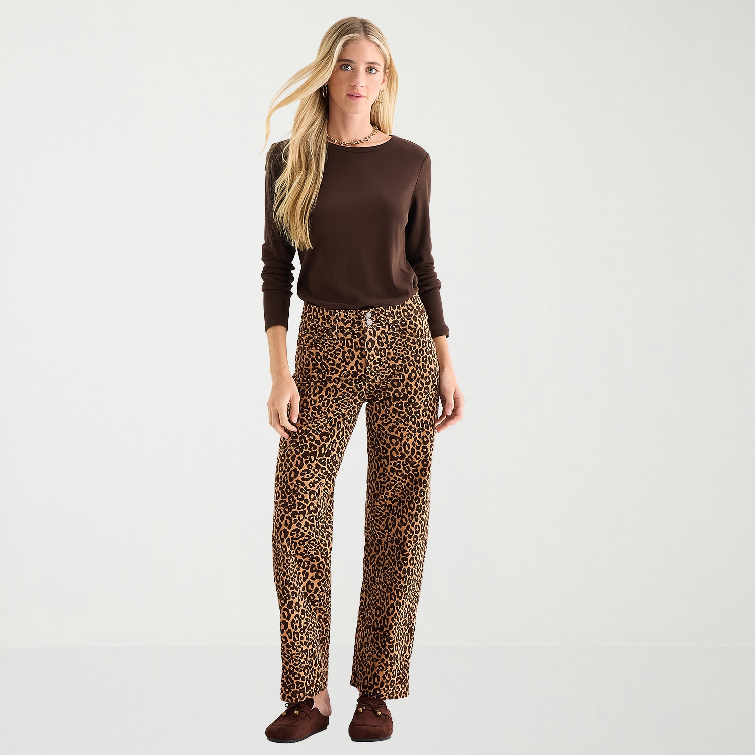 St. John's Bay Womens Tall High Rise Wide Leg Corduroy Pant