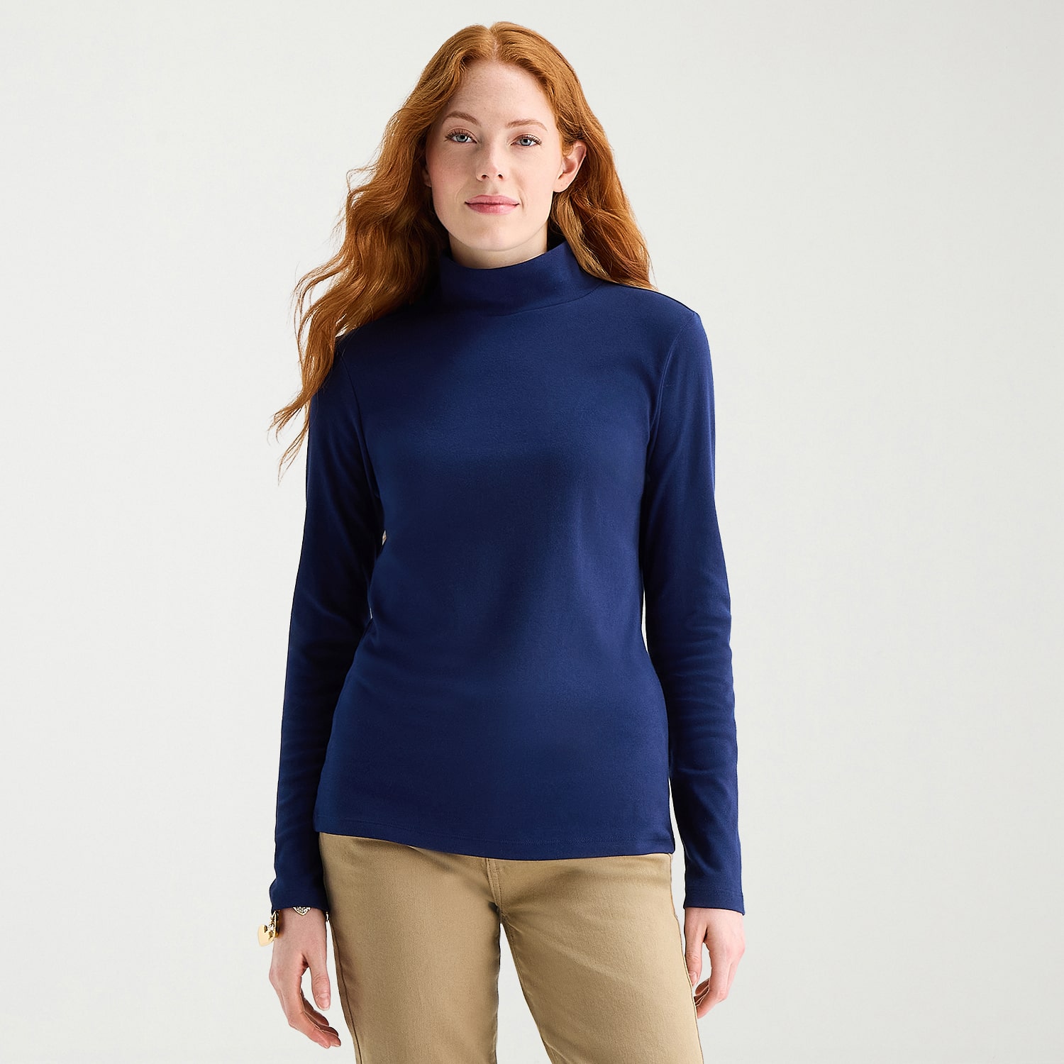 St. John's Bay Womens Tall Mock Neck Long Sleeve T-Shirt