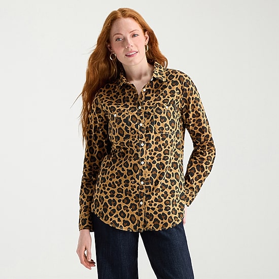 St. John's Bay Womens Tall Cuffed Long Sleeve Regular Fit Button-Down Shirt