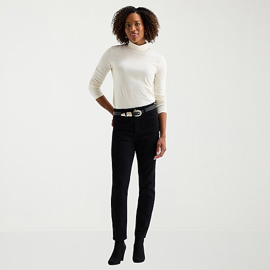 St. John's Bay Womens Tall Mock Neck Long Sleeve T-Shirt