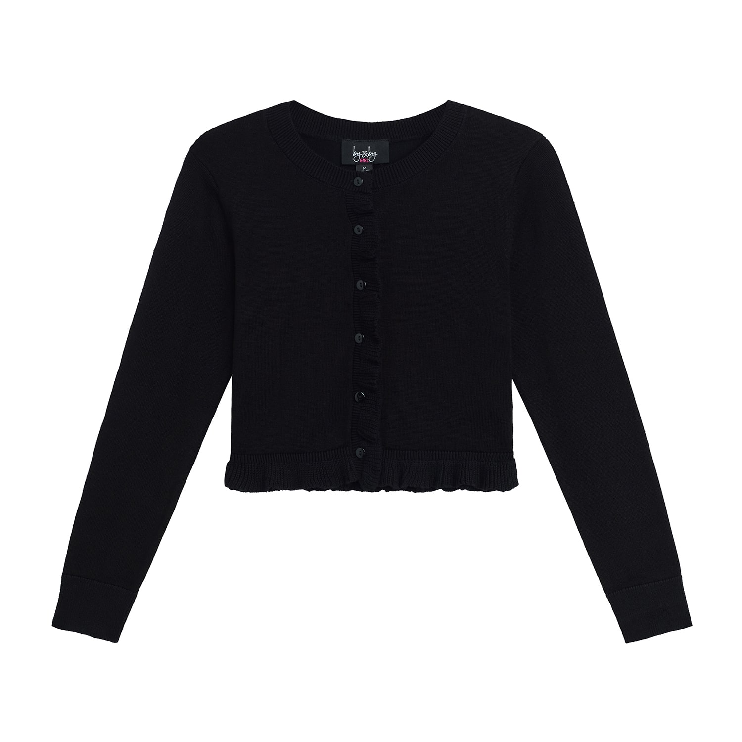 Byer California Girls Crew Neck Long Sleeve Button Cardigan