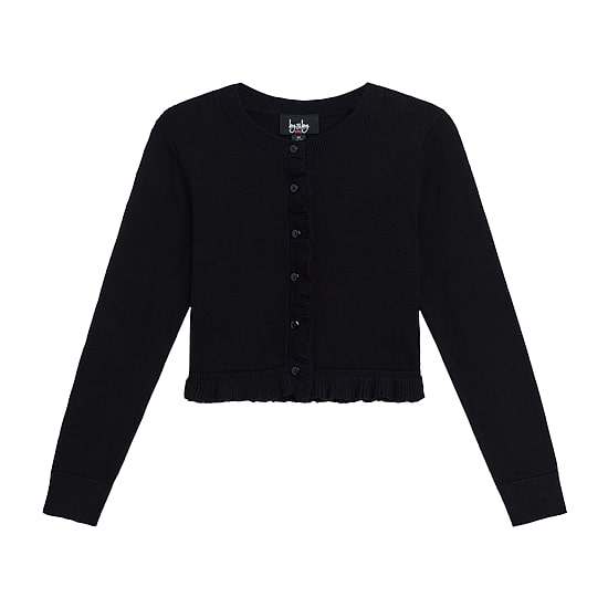 Byer California Girls Crew Neck Long Sleeve Button Cardigan