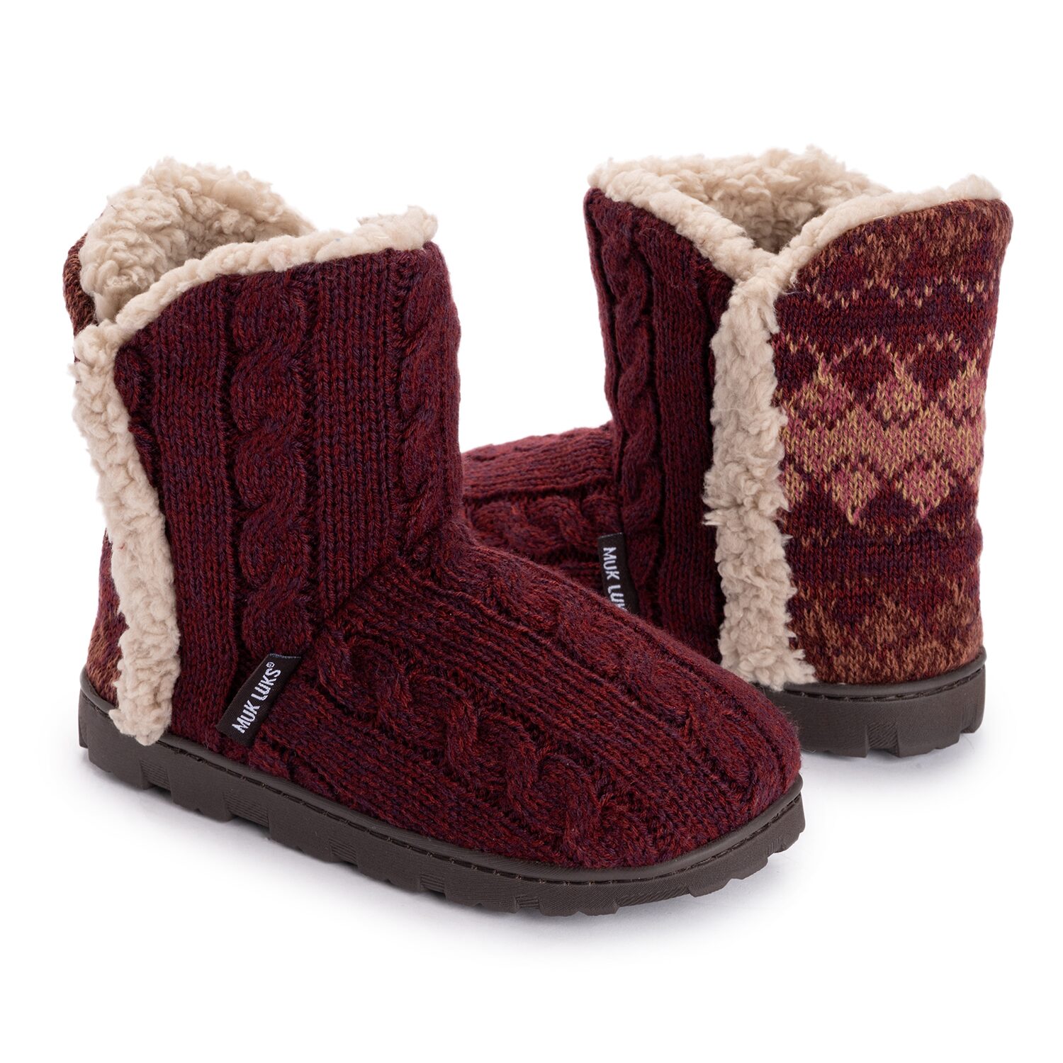 Muk Luks Ml F 26 Ds Slippers Womens Memory Foam Slip Resistant Bootie