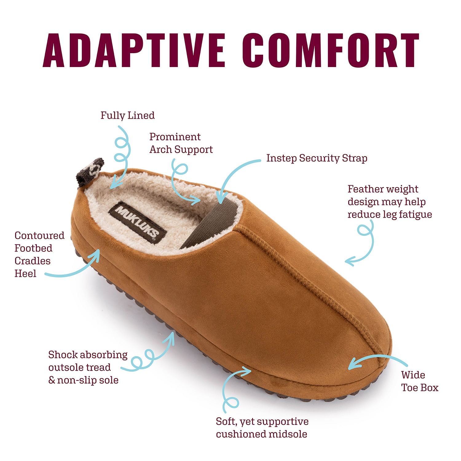 Muk Luks Ml F 26 Ds Slippers Womens Memory Foam Slip Resistant Clog