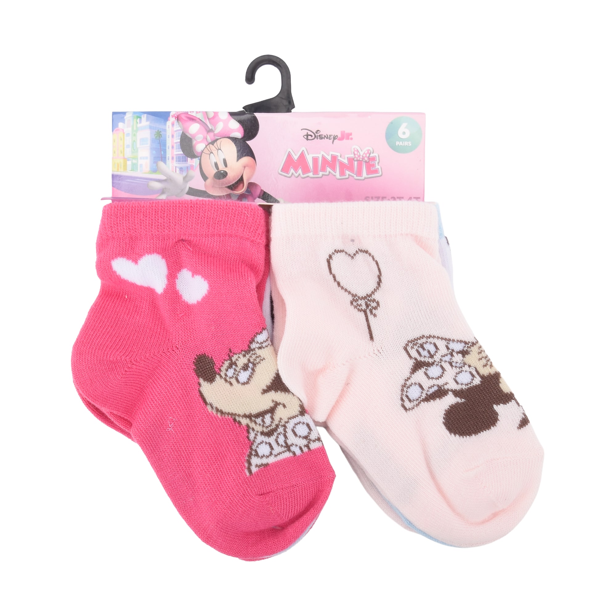 Girls 6 Pair Toddler Minnie Mouse Quarter Ankle Socks