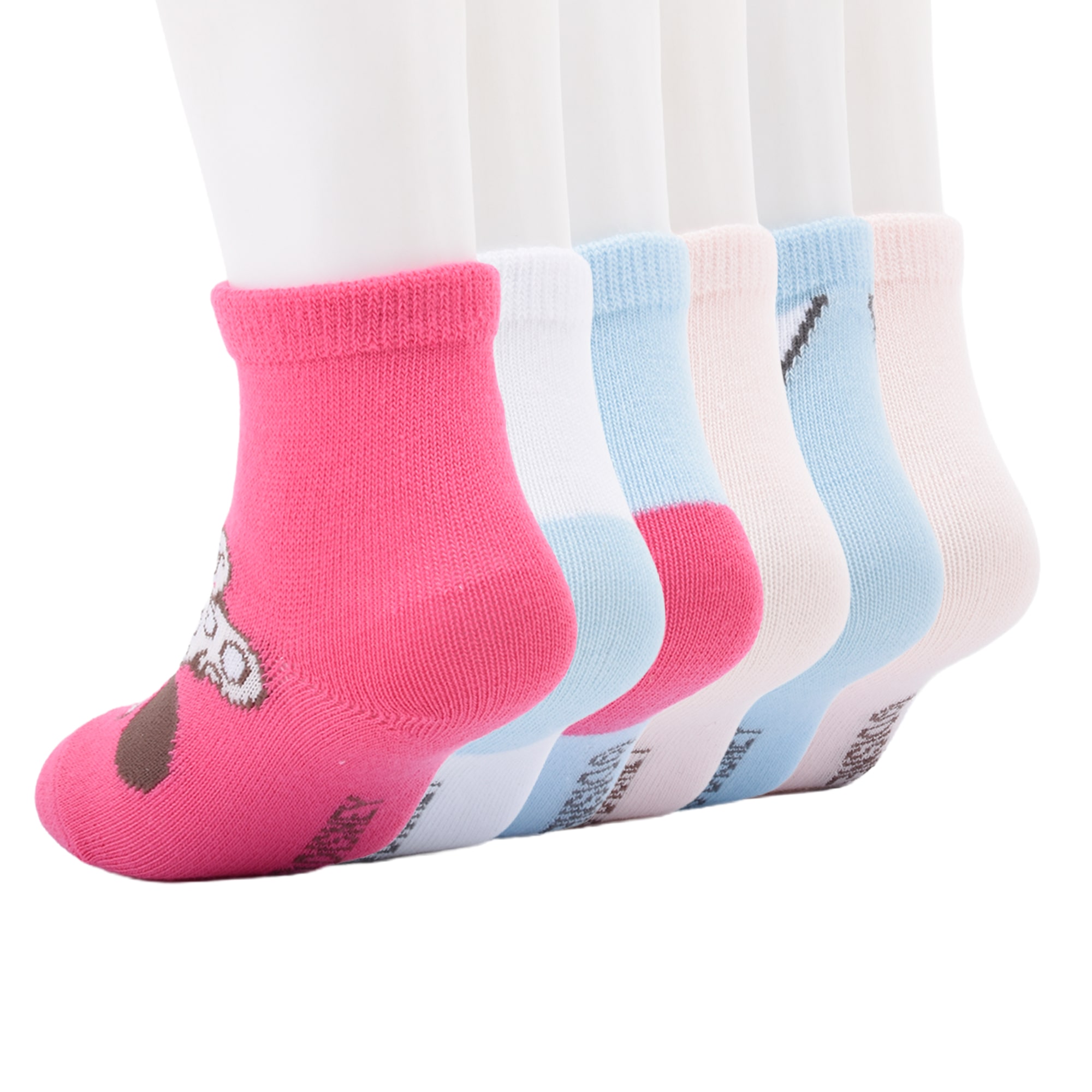 Girls 6 Pair Toddler Minnie Mouse Quarter Ankle Socks