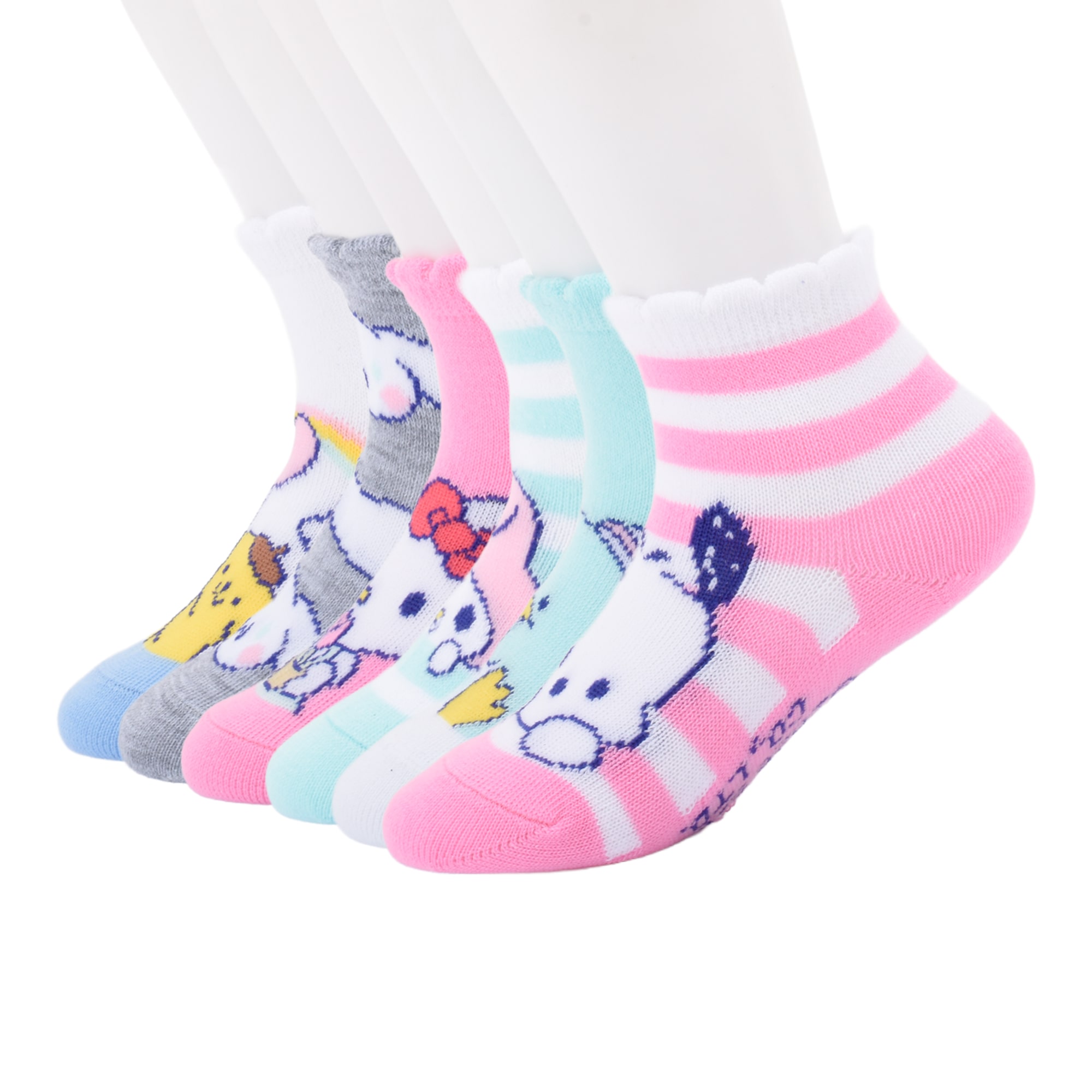 Girls 6 Pair Toddler Hello Kitty Quarter Ankle Socks