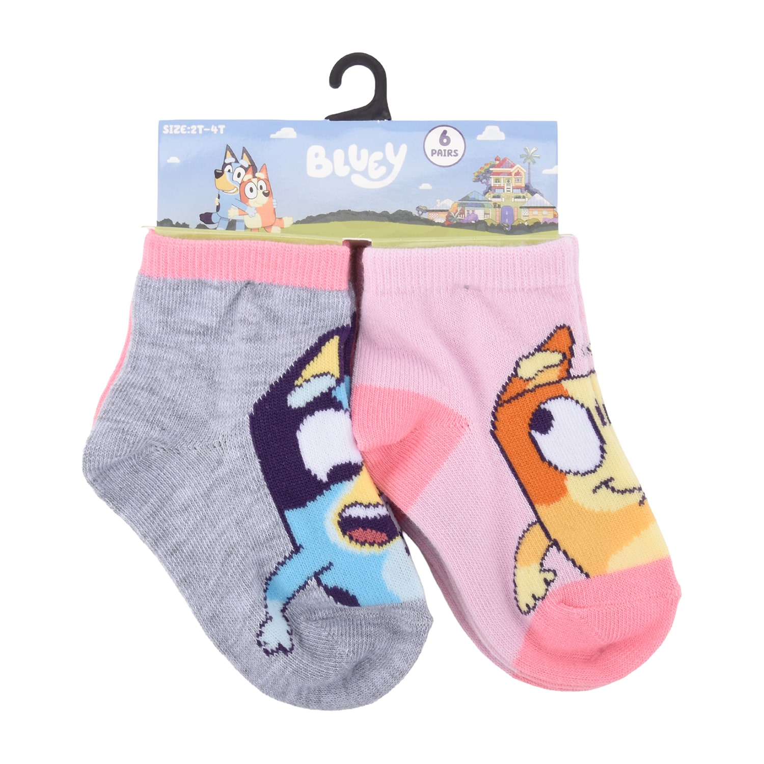 Girls 6 Pair Toddler Bluey Quarter Ankle Socks