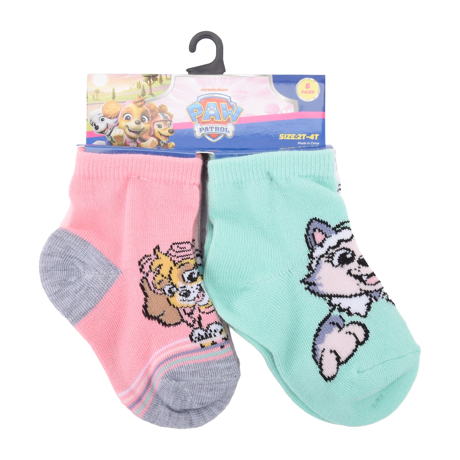 Girls 6 Pair Toddler Paw Patrol Quarter Ankle Socks