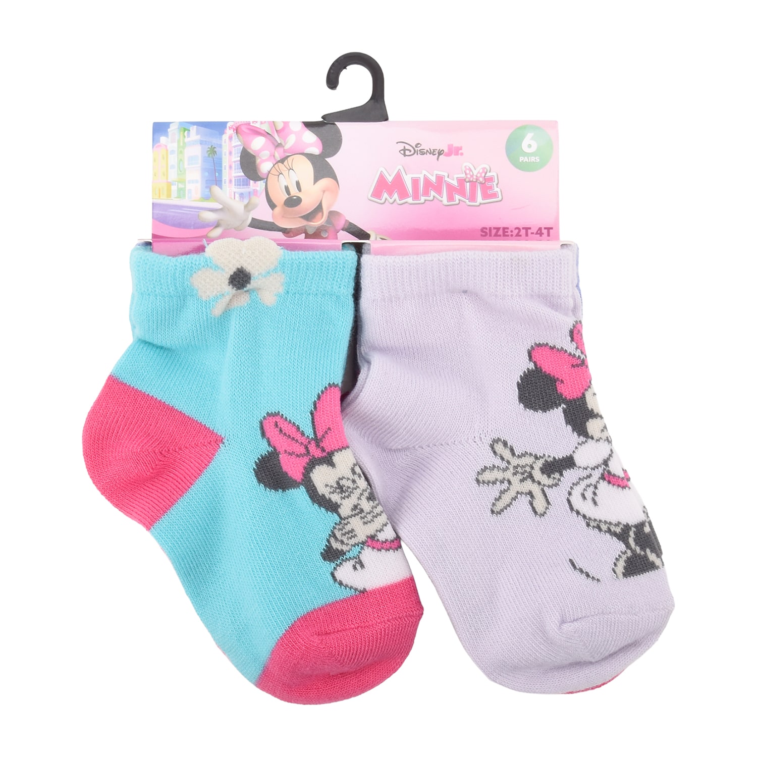 Toddler Girls 6 Pair Toddler Minnie Mouse Quarter Ankle Socks