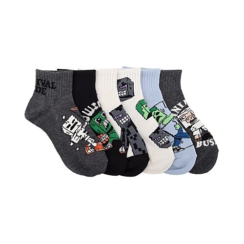 Licensed Properties Kids' Boys 6 Pair Quarter Ankle Socks In Black