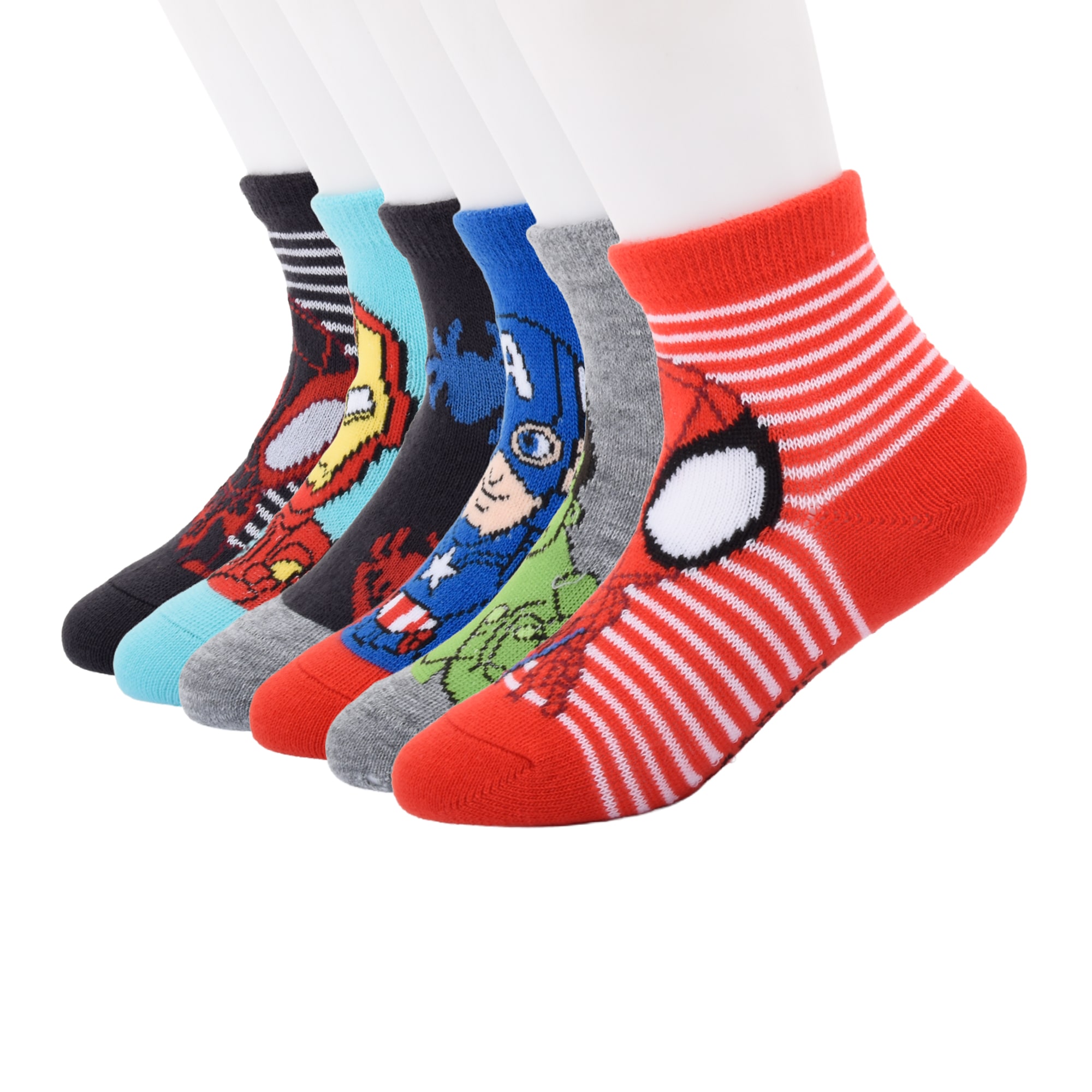 Boys 6 Pair Quarter Ankle Socks