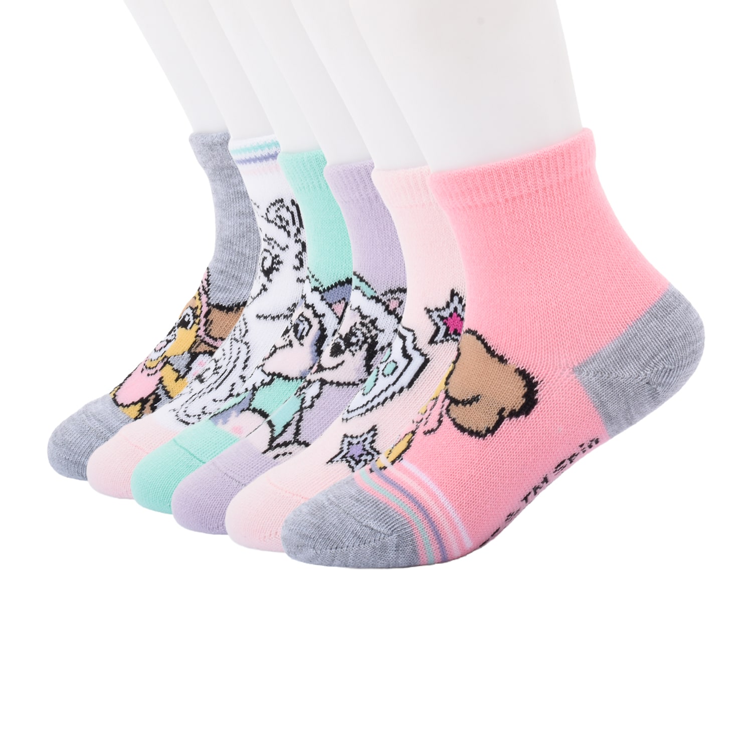 Girls 6 Pair Toddler Paw Patrol Quarter Ankle Socks